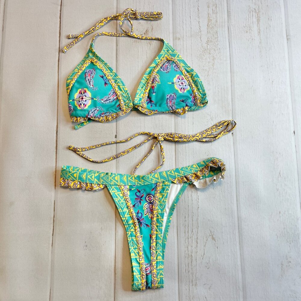 NEW - Shein - Women’s Multi-Color Thong Bikini Set - Size Small